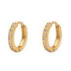 Brinco Argola Zircônias Brancas em Ouro 18K