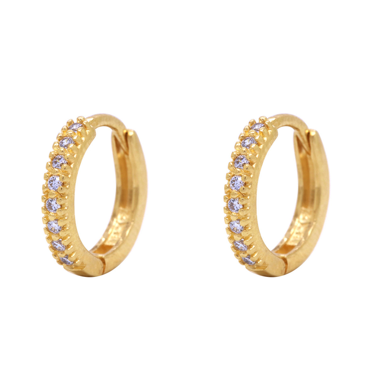 Brinco Argola Zircônias Brancas em Ouro 18K