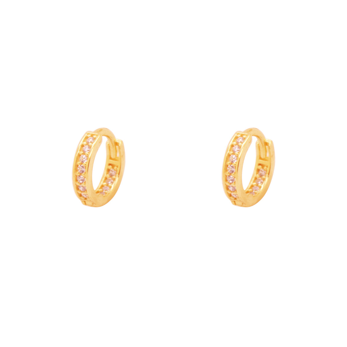 Brinco Argola Zircônias Brancas Diâmetro 0,90 cm em Ouro 18K