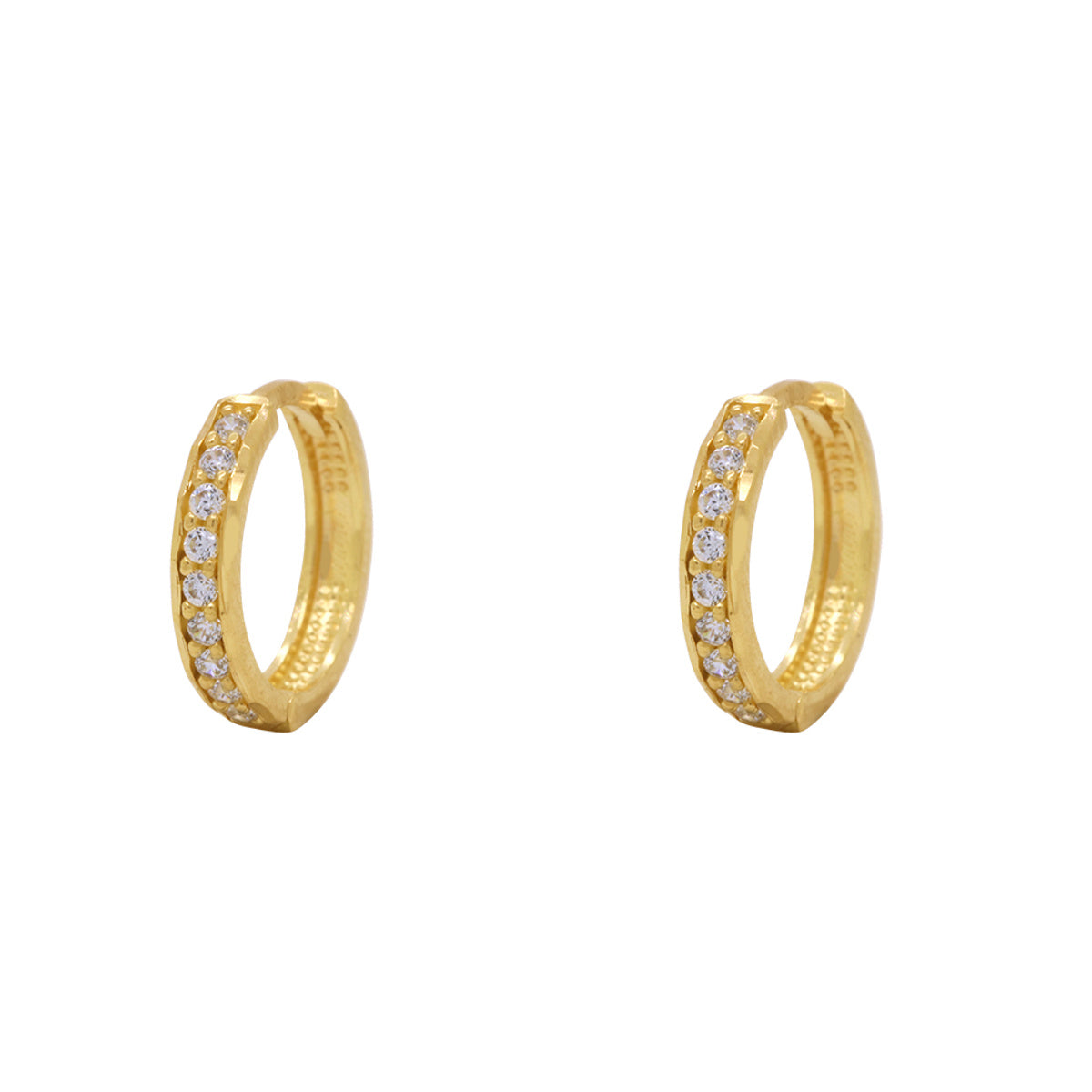 Brinco Argola Zircônias Coloridas Diâmetro 1,20 cm em Ouro 18K