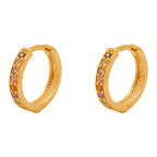 Brinco Argola Zircônias Coloridas Diâmetro 1,20 cm em Ouro 18K
