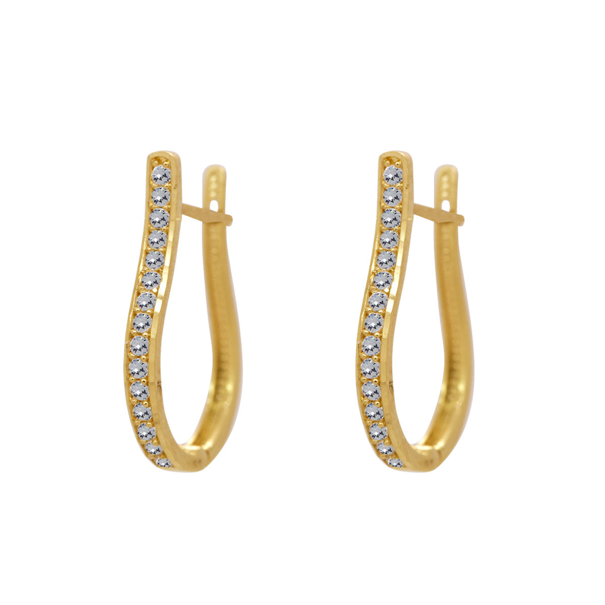 Brinco Argola Zircônias Brancas Diâmetro 1,30 cm em Ouro 18K