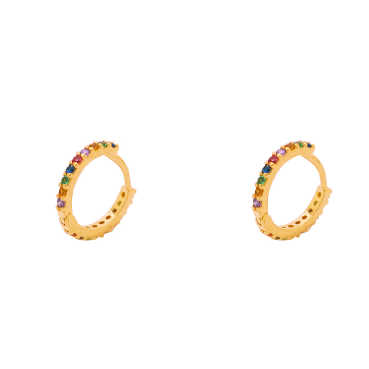 Brinco Argola Zircônias Brancas Diâmetro 1,10 cm em Ouro 18K