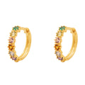 Brinco Argola Zircônias Coloridas Diâmetro 1,20 cm em Ouro 18K