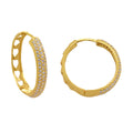 Brinco Cravejada Argola Pavê 3 Carreiros Cravejados Zircônias Diâmetro 2,10 cm em Ouro 18K