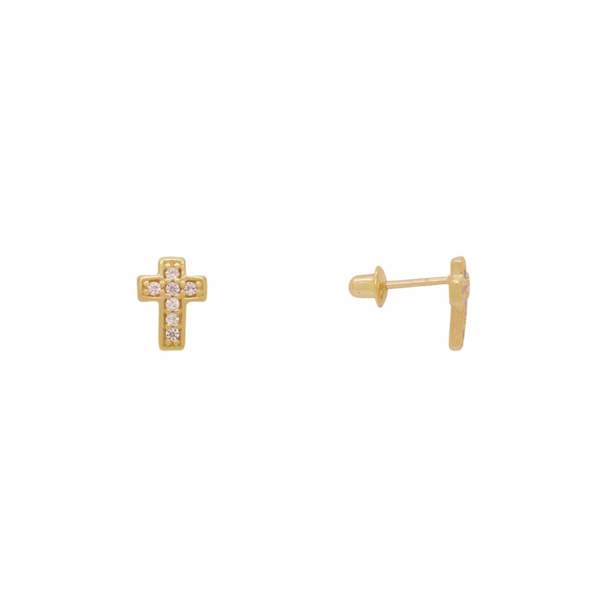 Brinco Cruz Zircônias Brancas em Ouro 18K