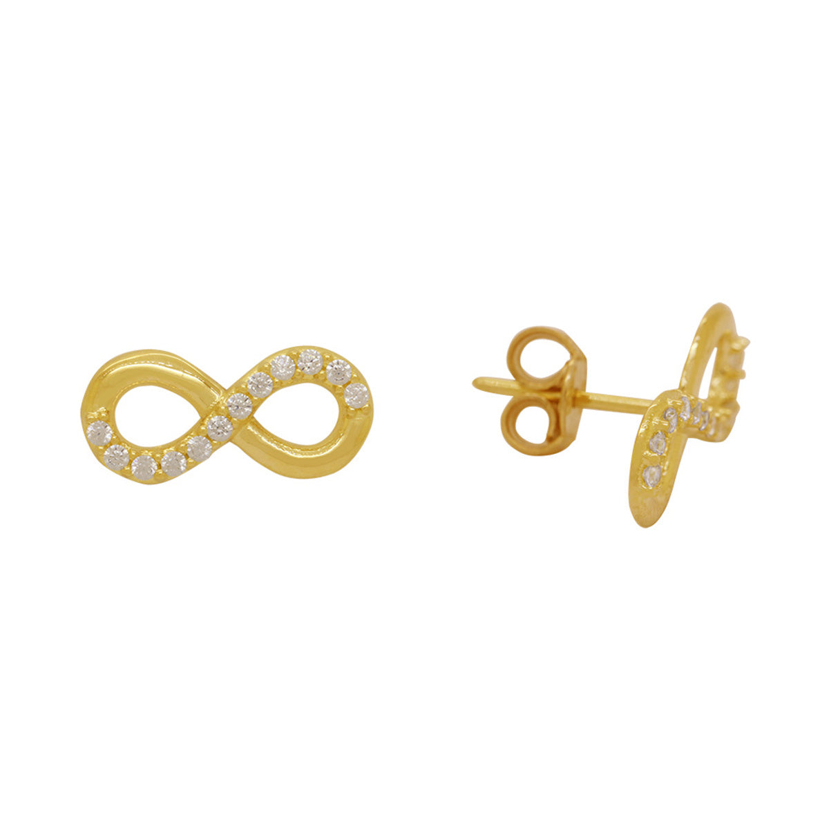 Brinco Infinito Zircônias Brancas em Ouro 18K