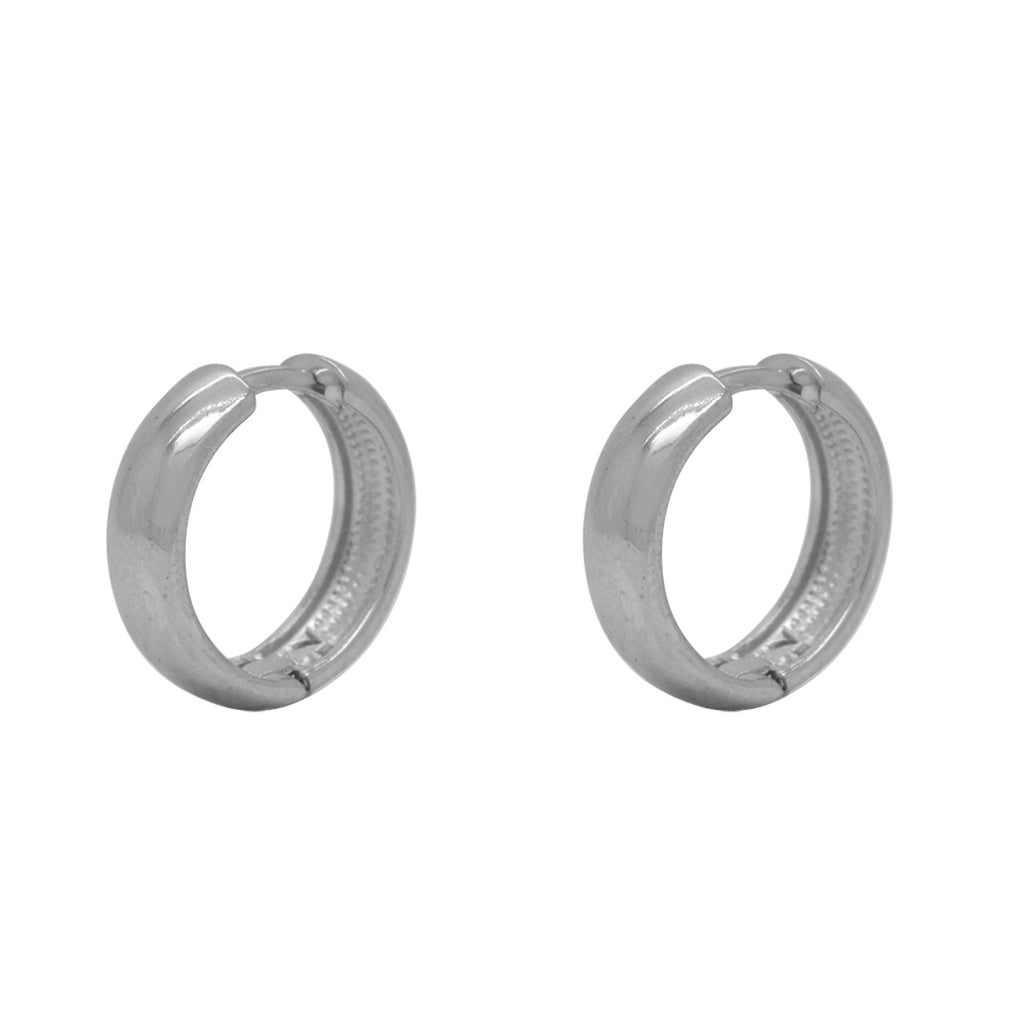 Brinco Argola Redonda Fio Abaulado Bitola 3,50 mm Diâmetro 1,20 cm em Ouro Branco 18K