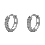 Brinco Argola Redonda Zircônias Brancas Diâmetro 1,10 cm em Ouro Branco 18K