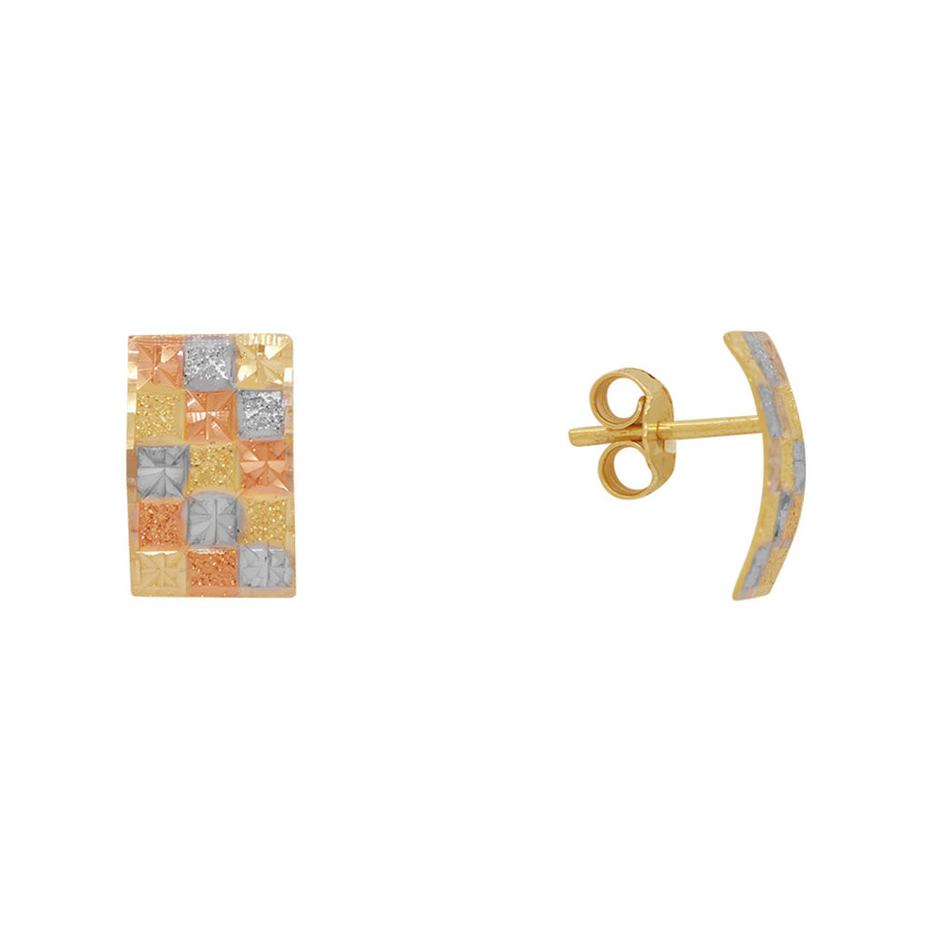 Brinco Chapa Abaulada em Ouro 18K Tricolor