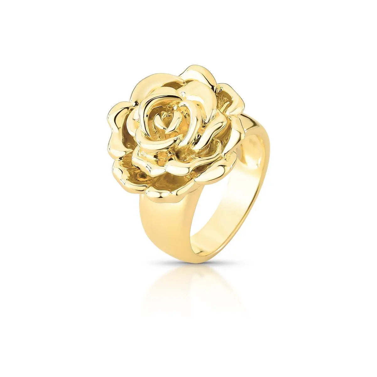 Anel Folheado a Ouro de Flor Liso