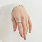 Anel de Prata 925 com Pedras Redondas Moissanite 5mm