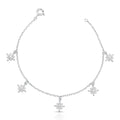 Pulseira de Prata 925 com Pingentes de Estrelas em Zircônias