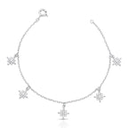 Pulseira de Prata 925 com Pingentes de Estrelas em Zircônias