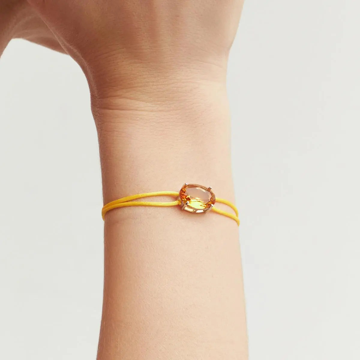 Pulseira de Prata 925 Regulável em Fio Encerado com Cristal