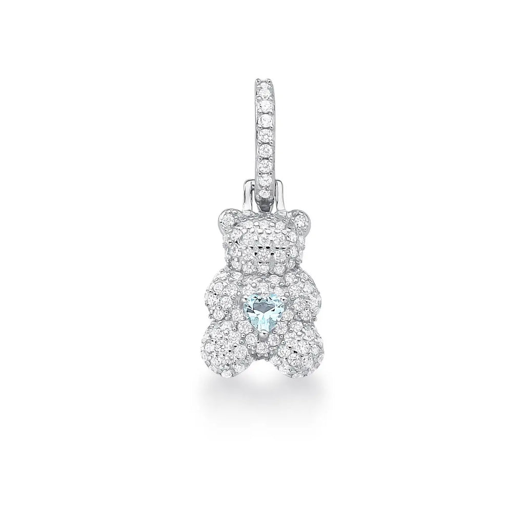 Pingente de Prata 925 de Urso Cravejado de Zircônias