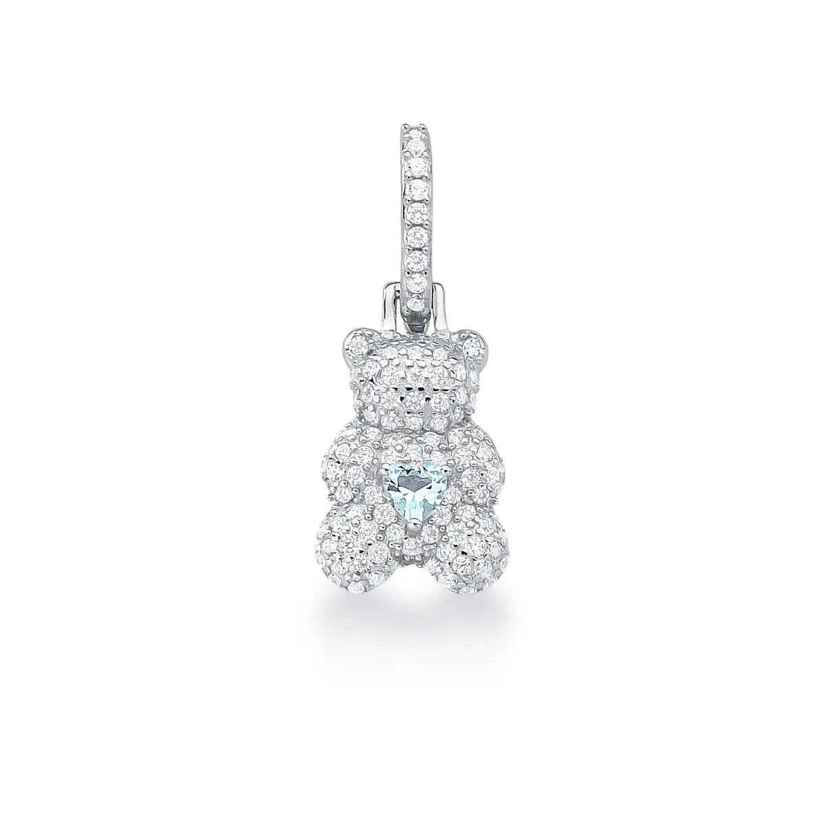 Pingente de Prata 925 de Urso Cravejado de Zircônias