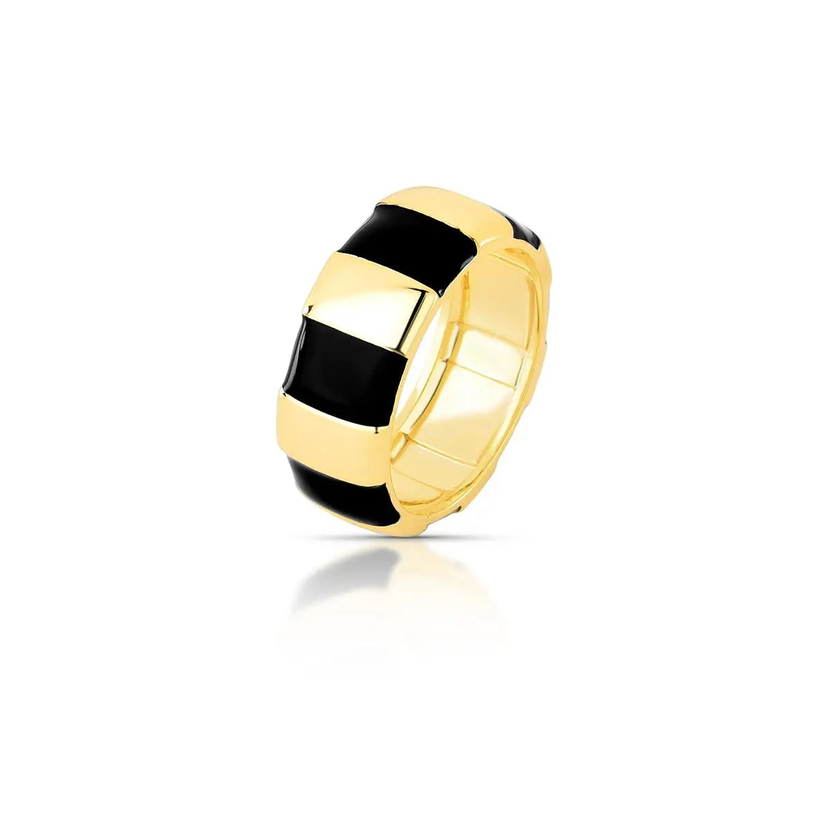 Anel Folheado a Ouro Intercalado e Esmaltado