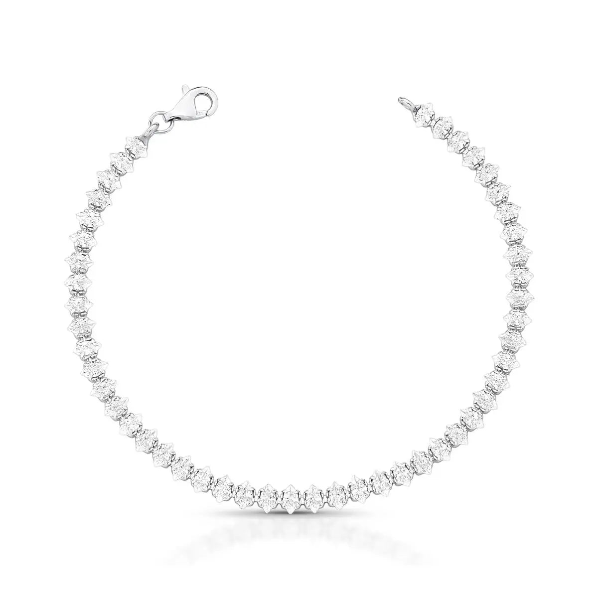 Pulseira Riviera de Prata 925 em Cristais Navetes