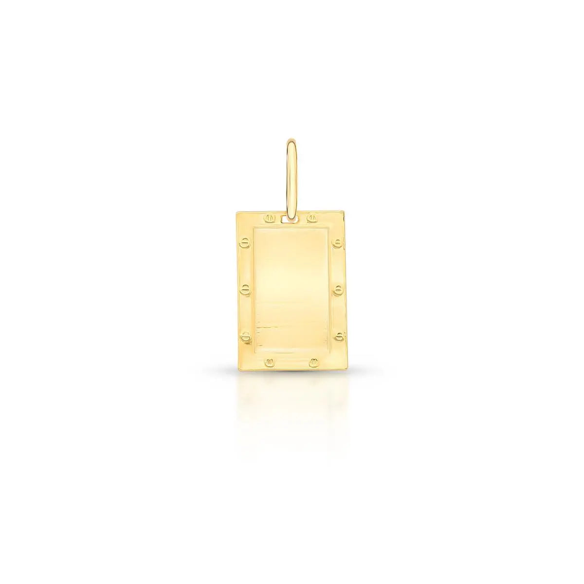 Pingente de Prata 925 Banhada a Ouro Liso Retangular Trabalhado
