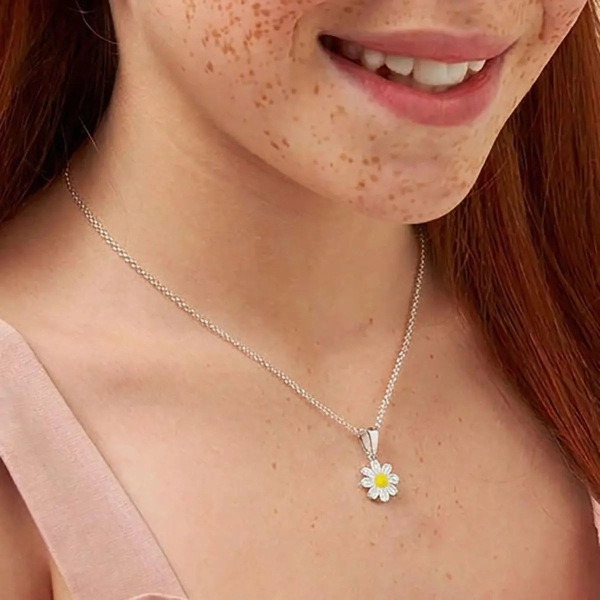 Pingente de Prata 925 Kids de Flor Esmaltado Branco e Amarelo