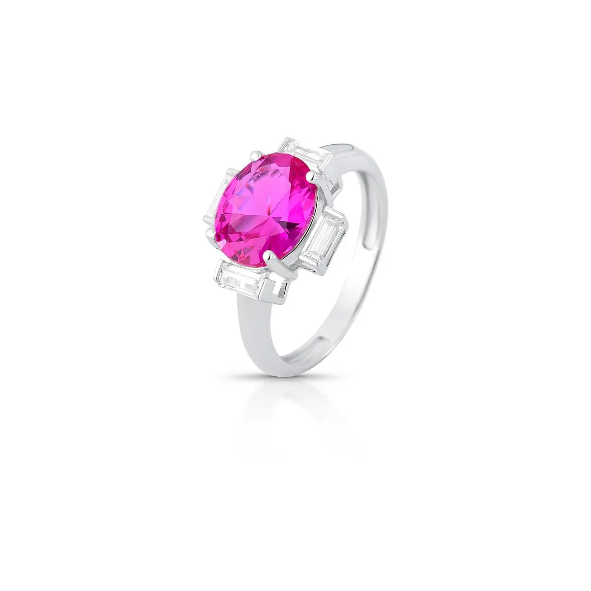 Anel de Prata 925 Oval em Cristais