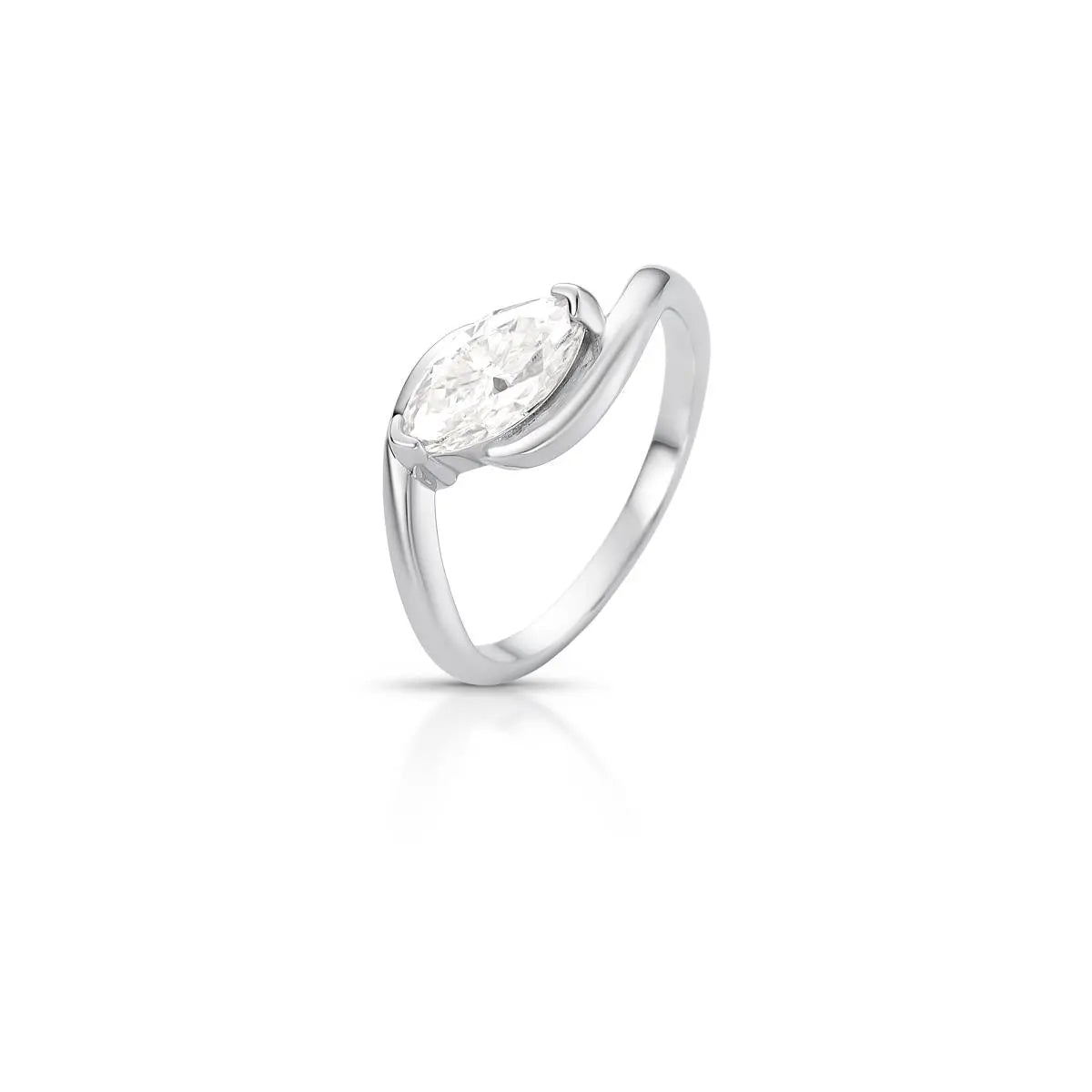 Anel de Prata 925 com Pedra Moissanite 1cmx5mm