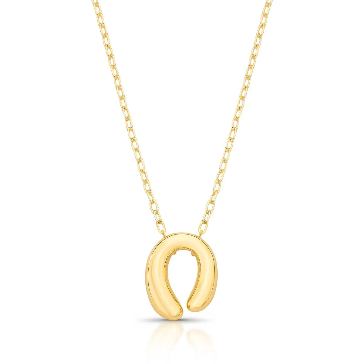 Colar Folheado a Ouro com Pingente Oval Abaulado e Vazado