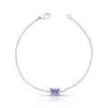 Pulseira Folheada a Ródio com Cristal Retangular