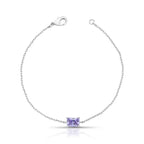 Pulseira Folheada a Ródio com Cristal Retangular