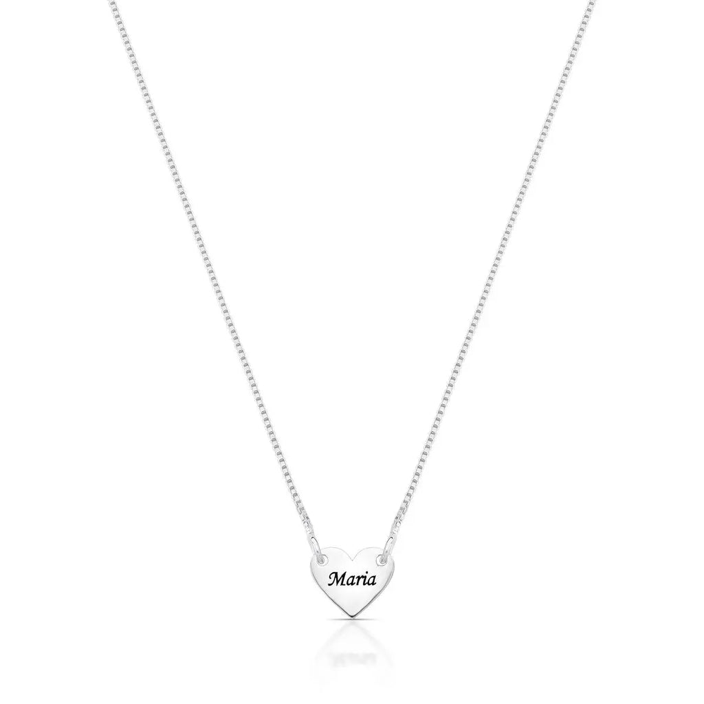 Gargantilha de Prata 925 Coração Personalizada com 1 Nome