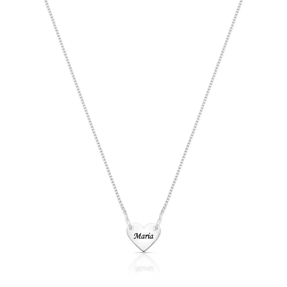 Gargantilha de Prata 925 Coração Personalizada com 1 Nome