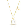 Colar Folheado a Ouro com Pingente Retangular e de Gota em Cristal