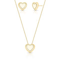 Conjunto Folheado a Ouro Brinco e Colar de Coração com Zircônias