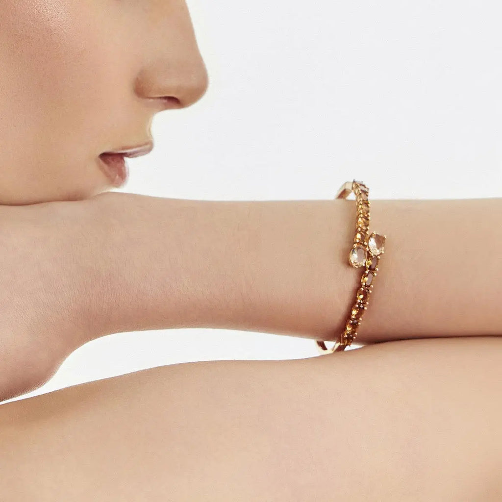 Bracelete Folheado a Ouro com Cristais Ovais