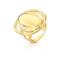 Anel Folheado a Ouro Liso Oval e Curvo