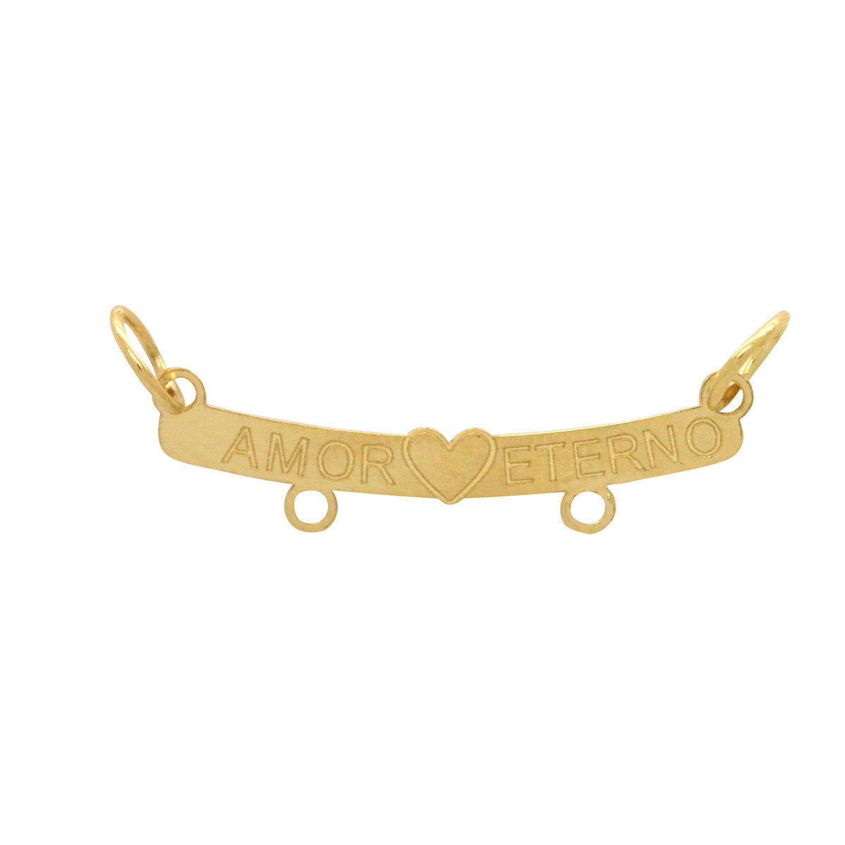 Canga Para 2 Pingentes Gravado Amor Eterno em Ouro 18K