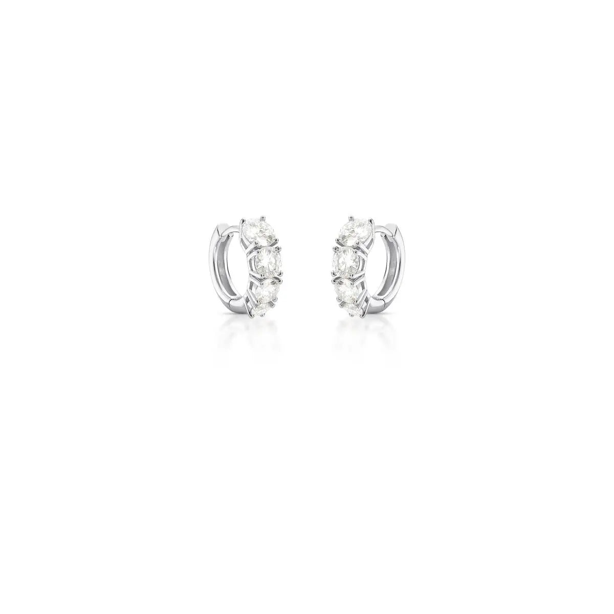 Argola de Prata 925 Redonda com Pedras Moissanites 5mm