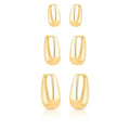 Trio de Argolas Folheado a Ouro Lisas e Triangulares