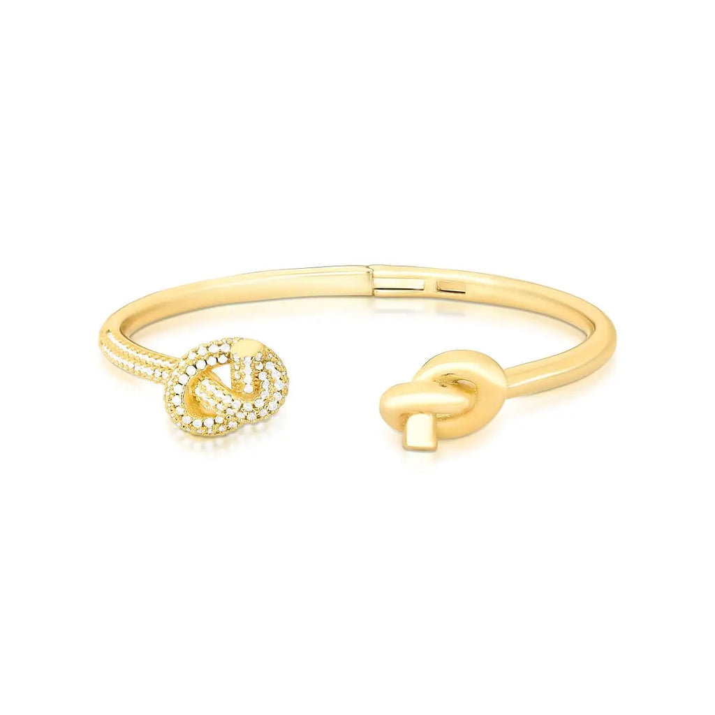 Bracelete Folheado a Ouro Trançado com Zircônias e Abertura