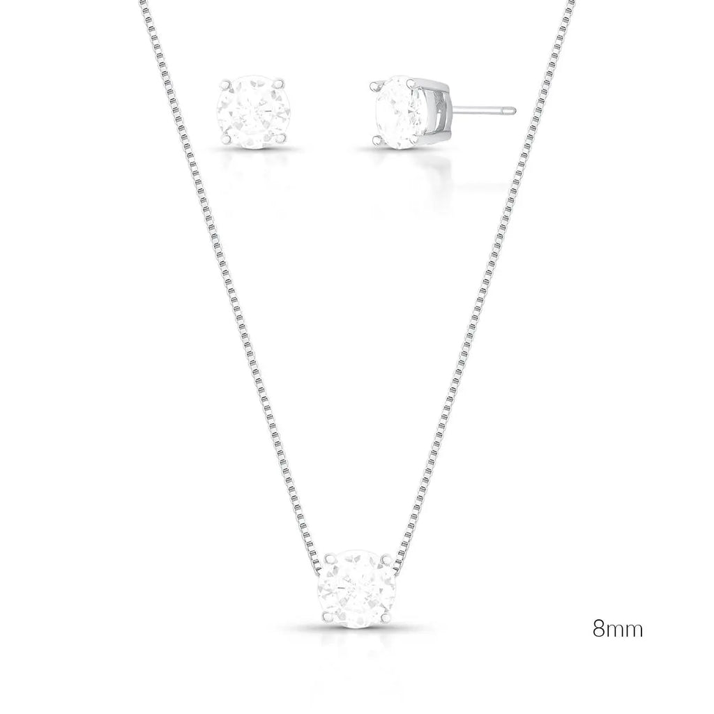 Conjunto Brinco e Colar com Zircônia Redonda