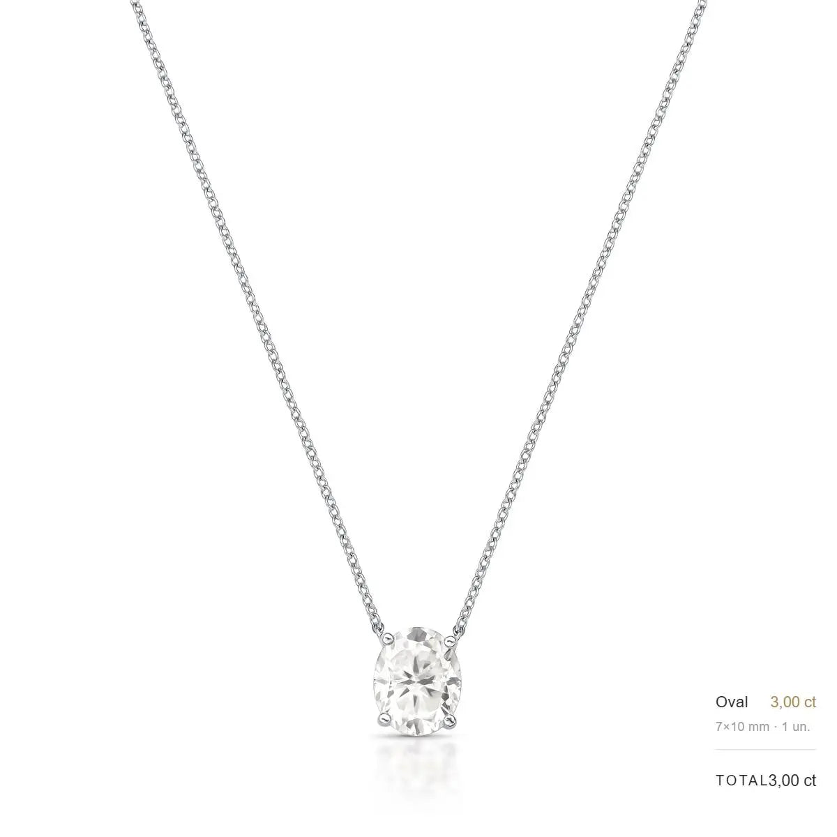 Colar de Prata 925 com Pingente de Pedra Moissanite 8x10mm