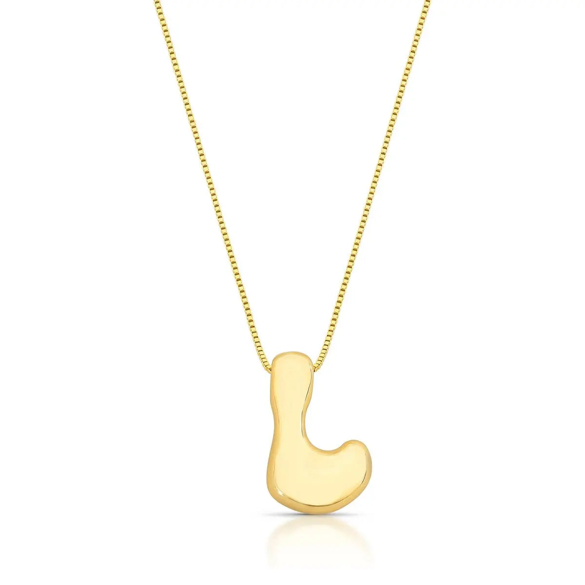 Colar Folheado a Ouro com Pingente de Letra "L" Abaulado