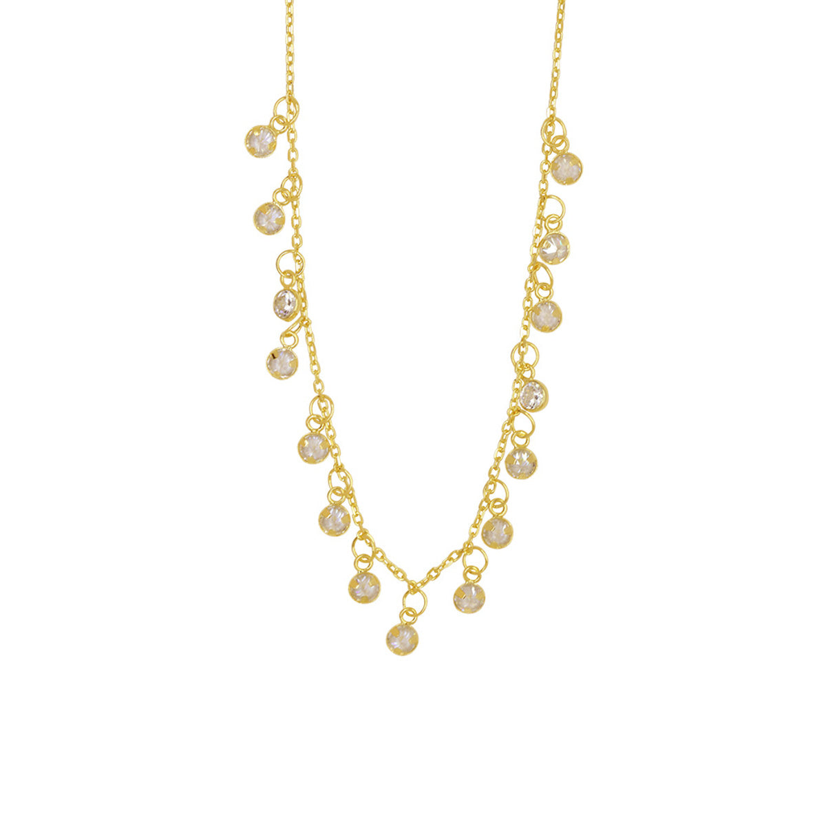 Corrente de Elos da Rainha Bitola 1,00 mm Zircônias Brancas 3 mm 42 cm em Ouro 18K