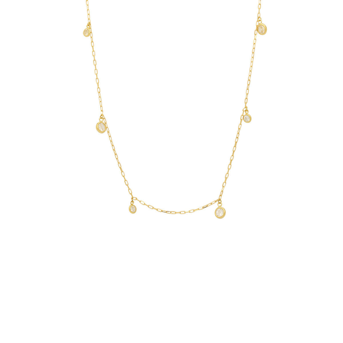 Corrente de Elos da Rainha Zircônias Brancas 3 mm 42 cm em Ouro 18K