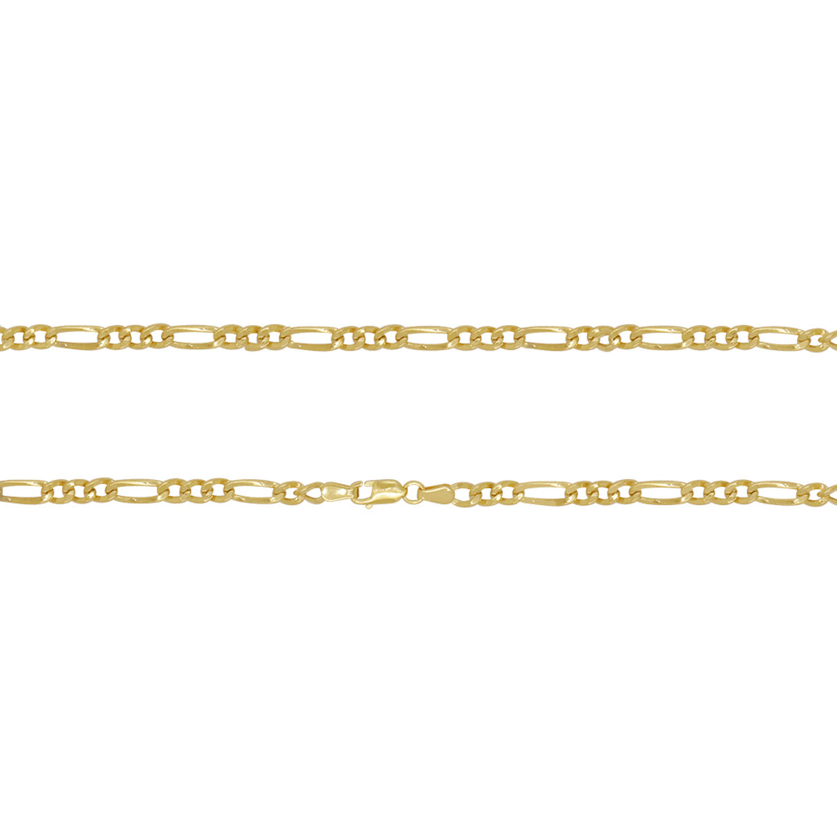 Corrente Groumet 3x1 Batida Bitola 3,80 mm em Ouro 18K
