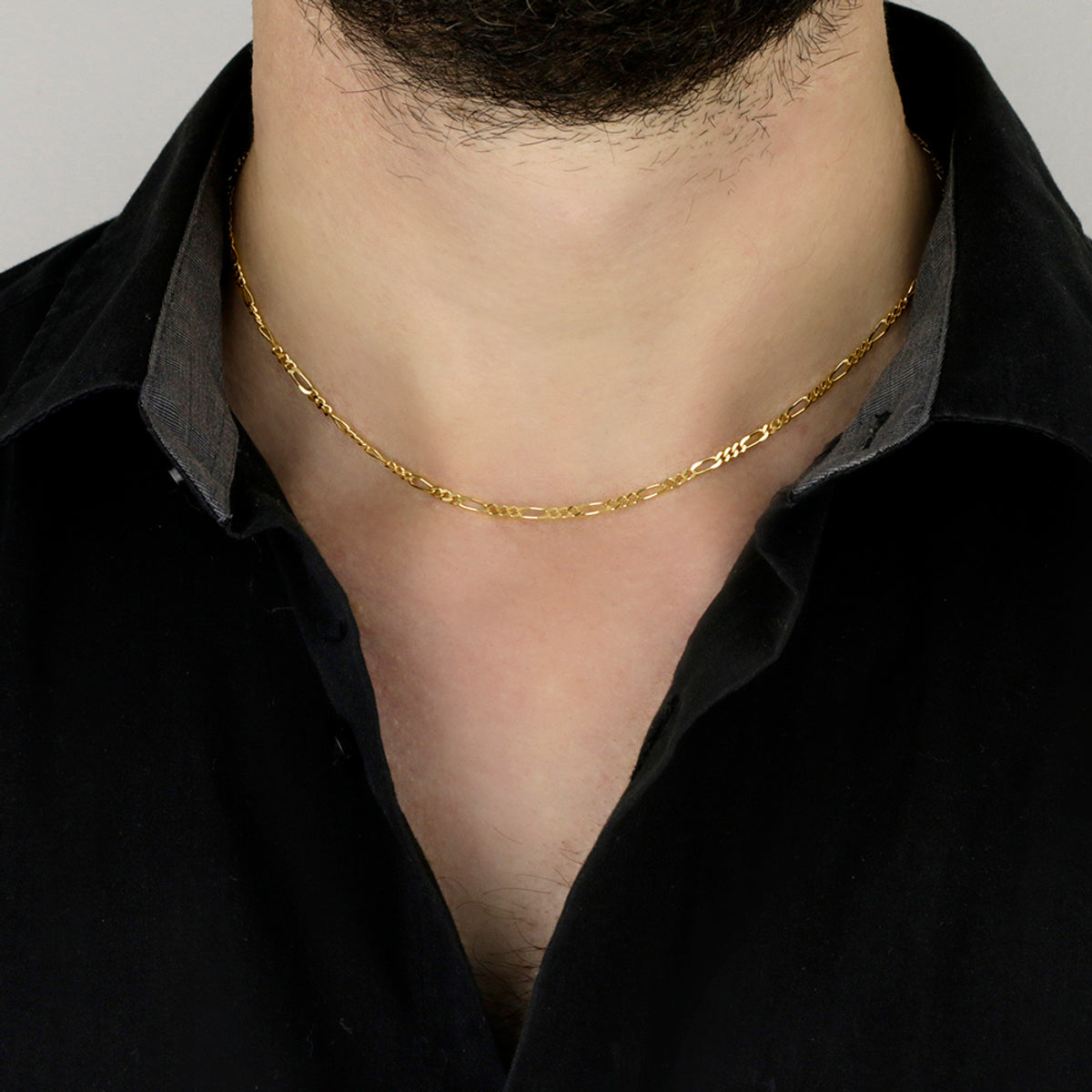 Corrente Groumet 3x1 Bitola 2,20 mm em Ouro 18K