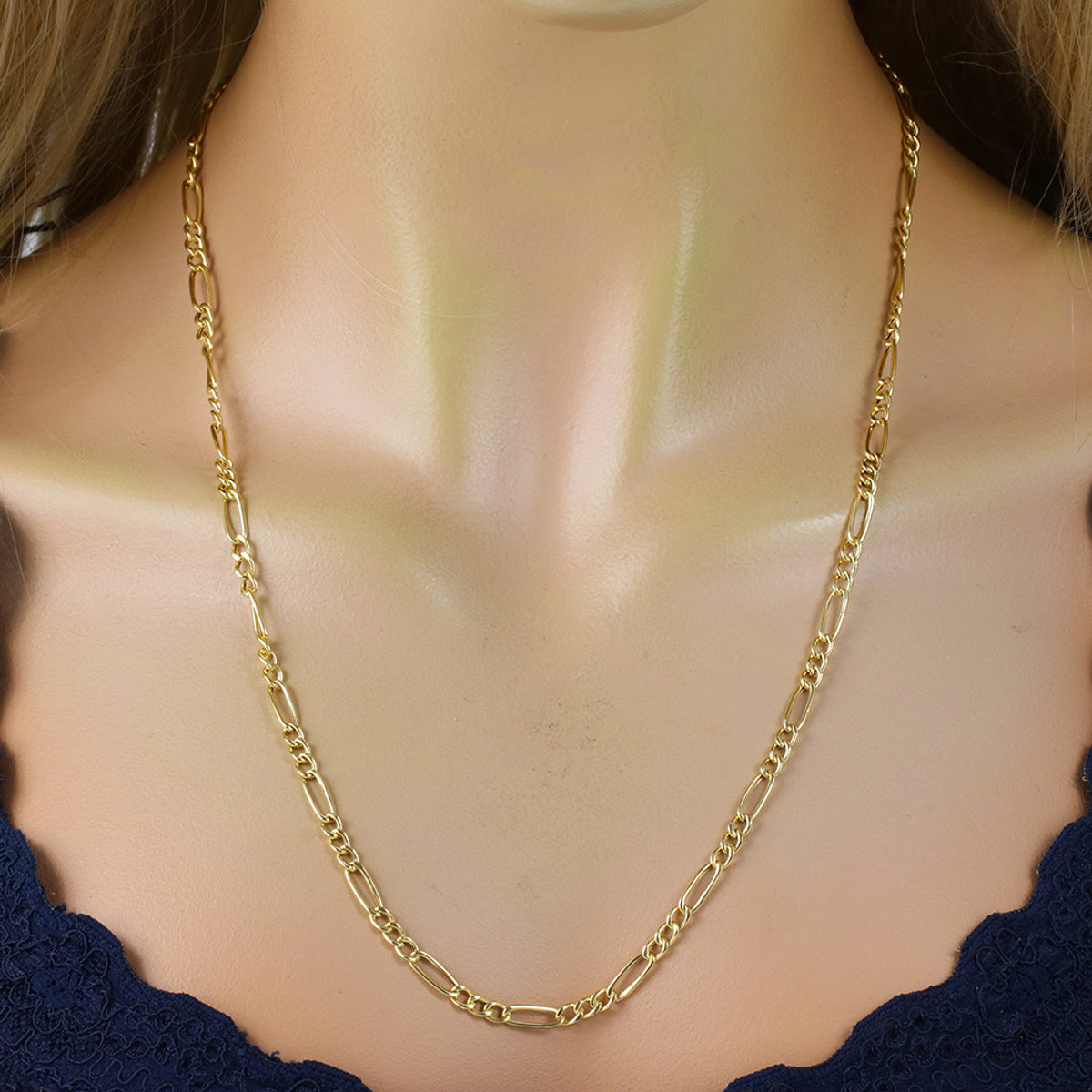 Corrente Groumet 3x1 Bitola 3,00 mm 60 cm em Ouro 18K