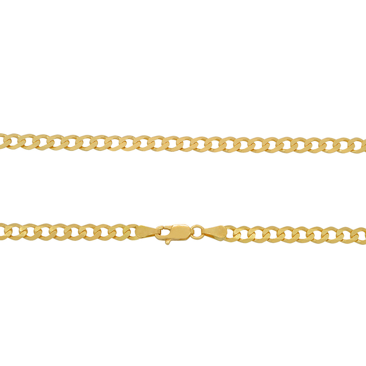 Corrente Groumet Batida Bitola 3,70 mm em Ouro 18K