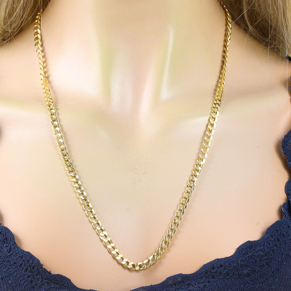 Corrente Groumet Batida Bitola 5,60 mm 60 cm em Ouro 18K